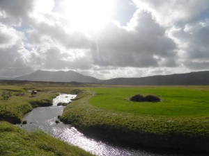 Þríhyrningur from the hay field at Keldur.